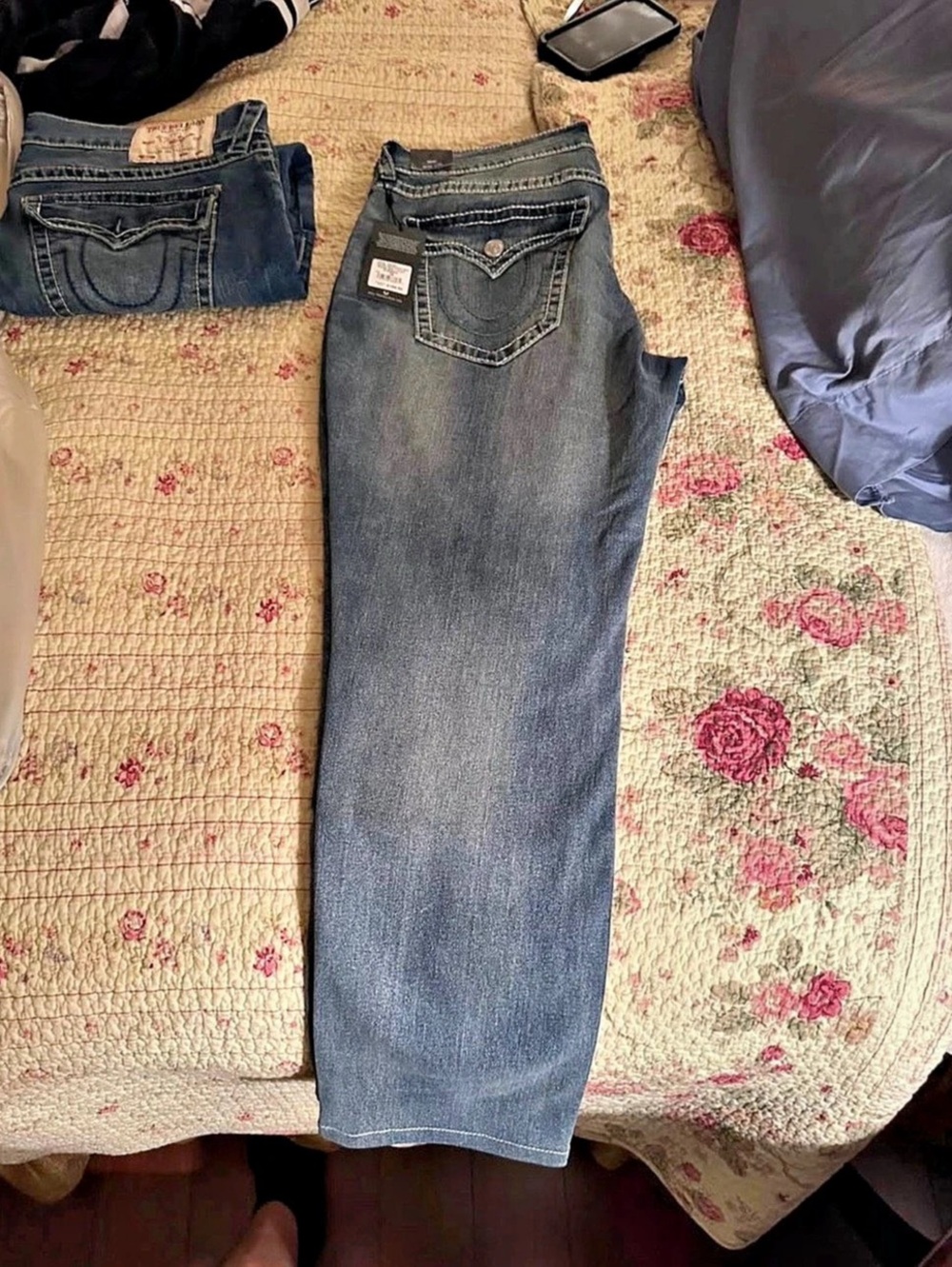 True Religion Ricky Big T Flap Straight Jeans Blue Waist 36 NWT